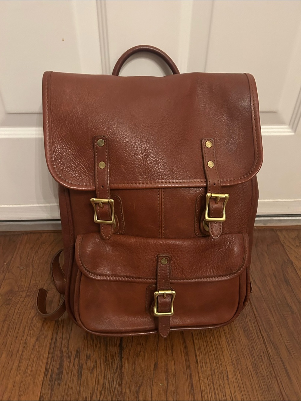 JW Hulme Continental Backpack Made In USA Genuine Brown Leather. Like New